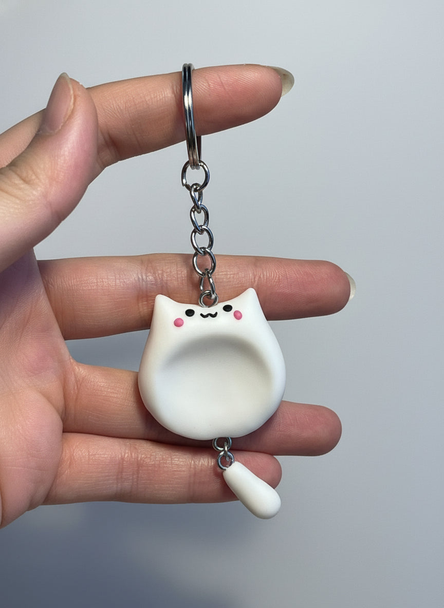 Kattkompis för Lugn – Handgjord Worry Stone med Nyckelring