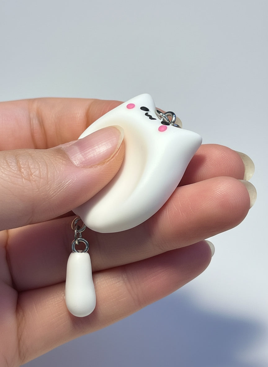 Kattkompis för Lugn – Handgjord Worry Stone med Nyckelring