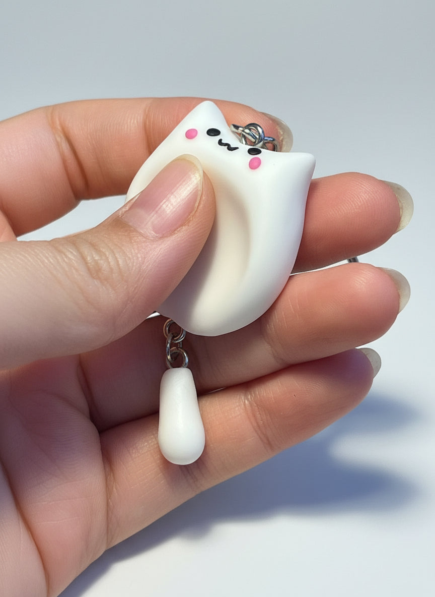 Kattkompis för Lugn – Handgjord Worry Stone med Nyckelring