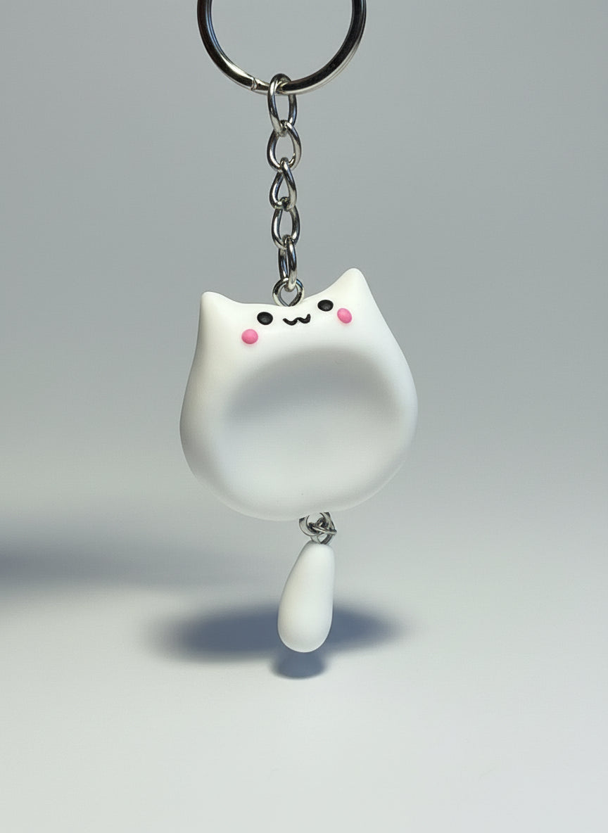 Kattkompis för Lugn – Handgjord Worry Stone med Nyckelring